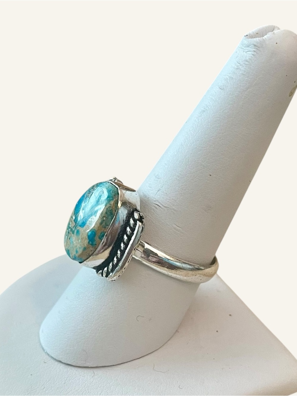 Blue Sea Sediment Jasper Gemstone Ring Size 9 - Picture 4 of 6